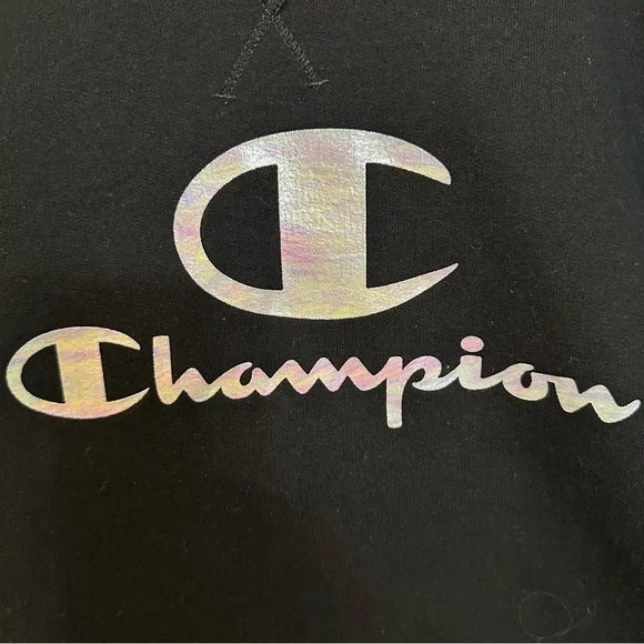 Women’s Champion Black Crew with Iridescent Logo, size Medium - Picture 2 of 6